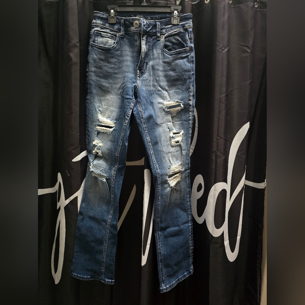 Maurices Women's Blue Distressed Slim Jeans